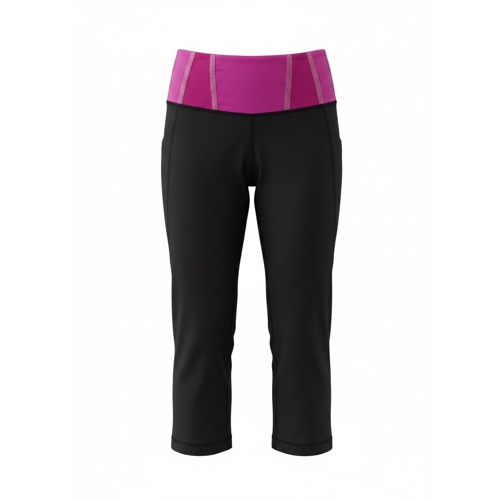 Lululemon Tadasana Slit Crop Leggings, Black Paris Pink Yoga Pants, Size 8